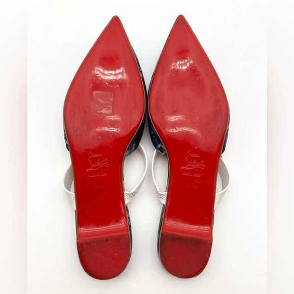 CHRISTIAN LOUBOUTIN  Choc Lock Flats  Pointy Toe Mules Jeans Punk EU41.5 US 11.5 - Picture 7 of 12